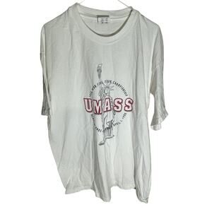 Vintage Champion UMASS T-Shirt Mens XL White Amherst Single Stitch Massachusetts